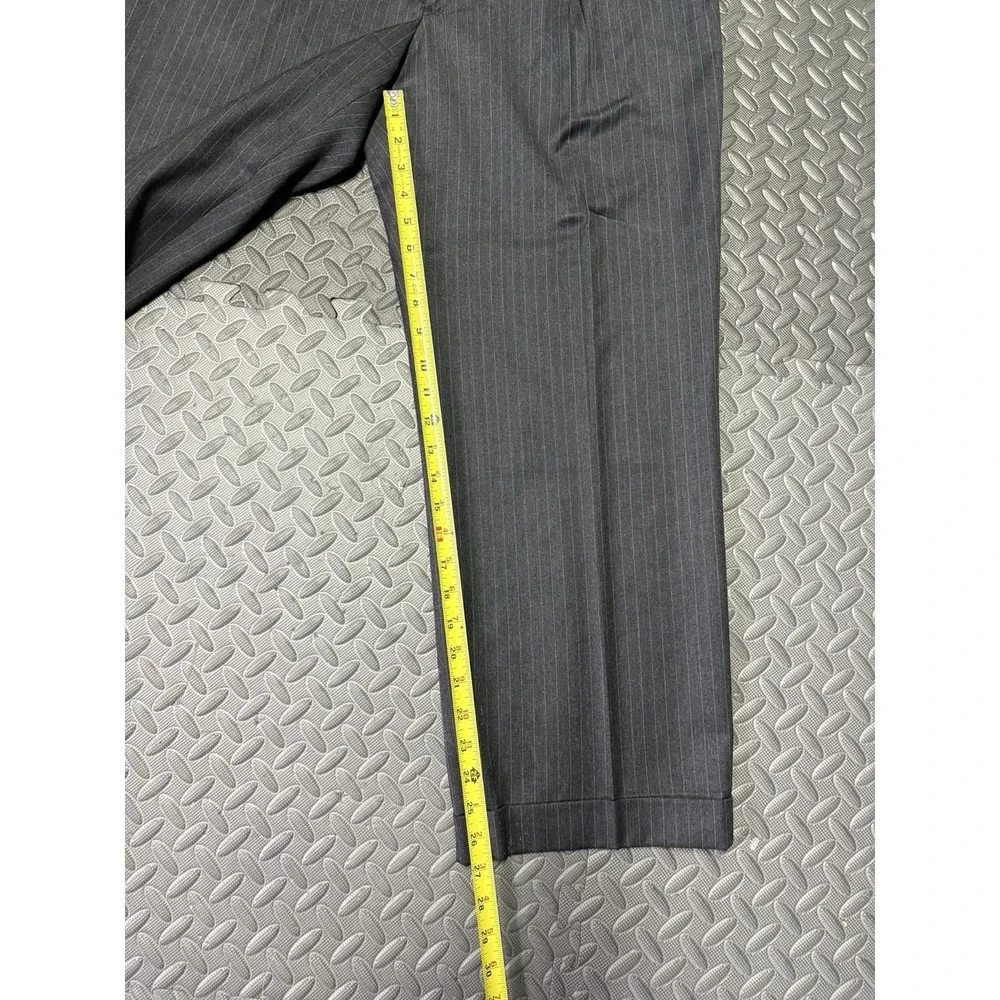 Vintage Burberrys Mens Grey Gray Striped Italian Wool Suit Blazer 36x28 Pants